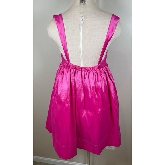For Love & Lemons Selena Baby Doll Plunging V Neckline Pink Mini Dress Size S - Picture 5 of 7